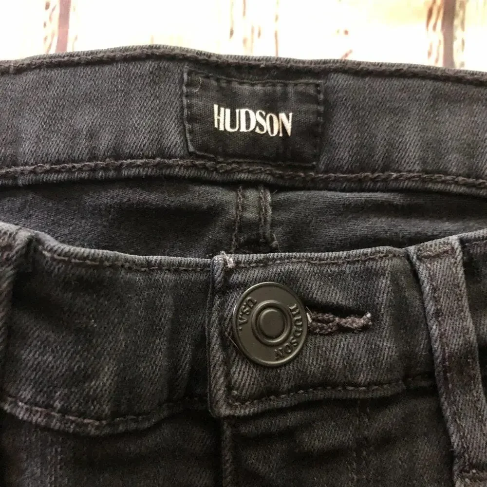 Hudson Jeans Barbara Womens 25 Black Raw Hem High Waist Skinny Casual Goth - Picture 5 of 14